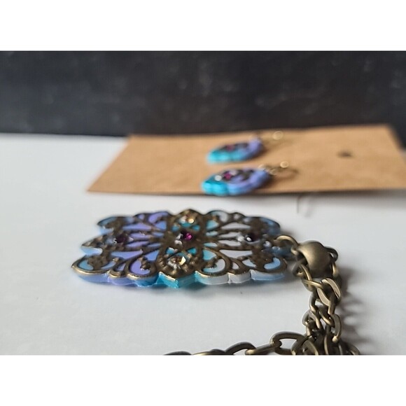 Multicolored Floral Polymer Clay Jewelry Set, NEW - Picture 4 of 10